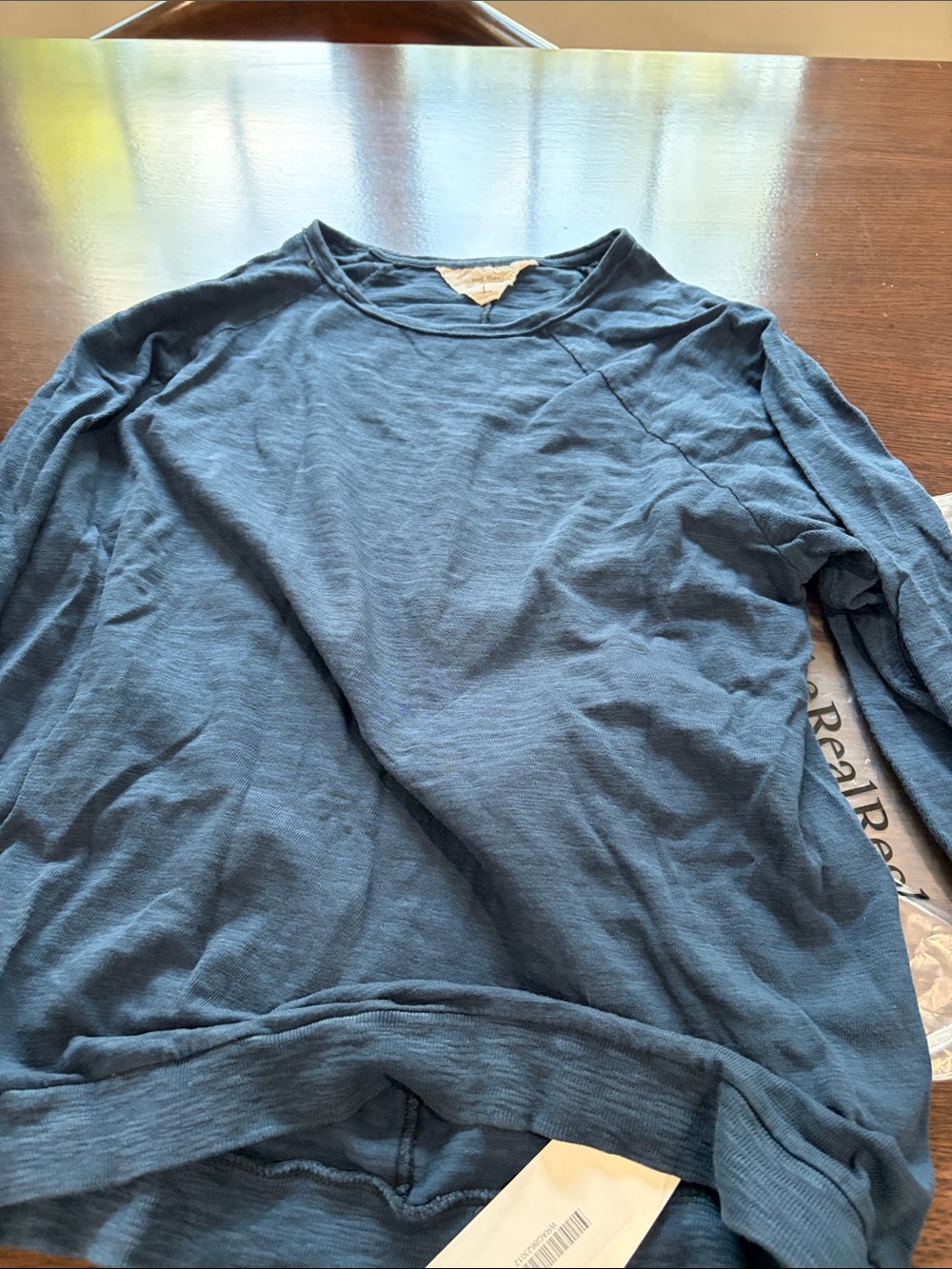 Men's Blue Long Sleeve Crewneck Shirt